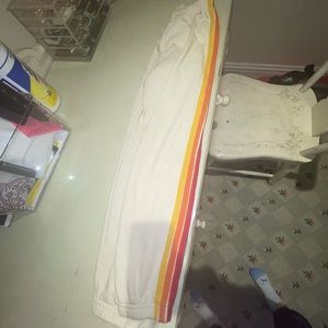 creme 5 stripe rainbow aviator nation sweatpants